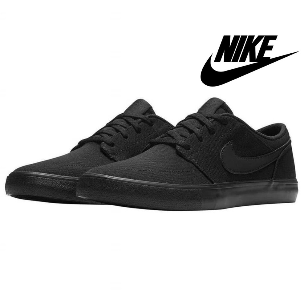 Nike SB Portmore - Black Canvas Sneakers - Size 4 US / 36 EU
